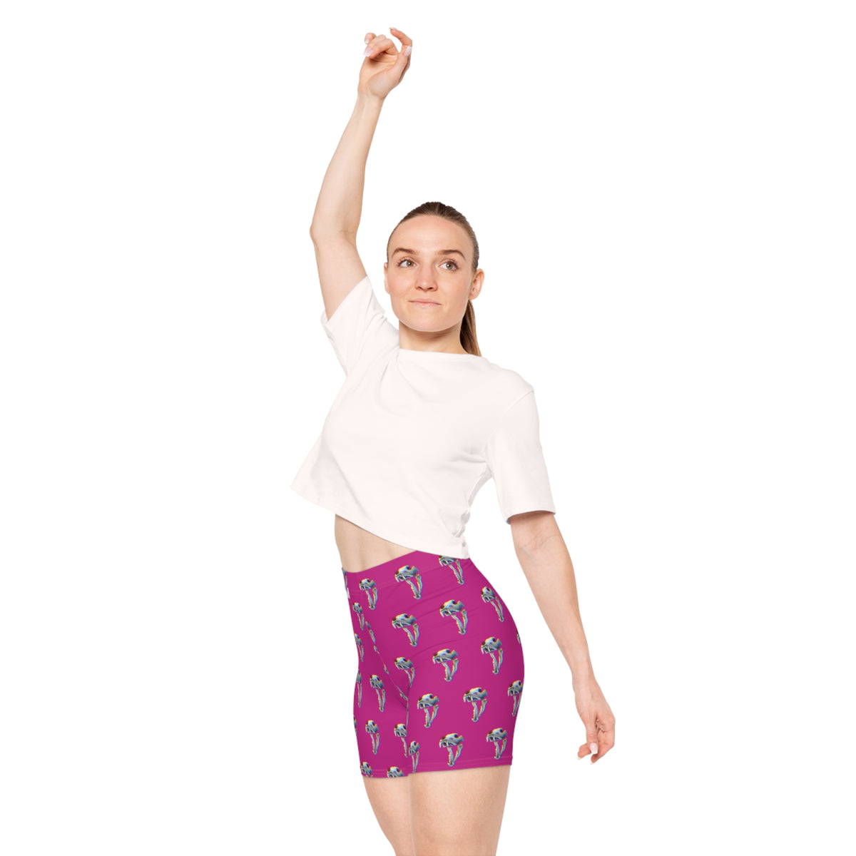 Bone Glitch Women's Biker Shorts The Woodie Pink Special