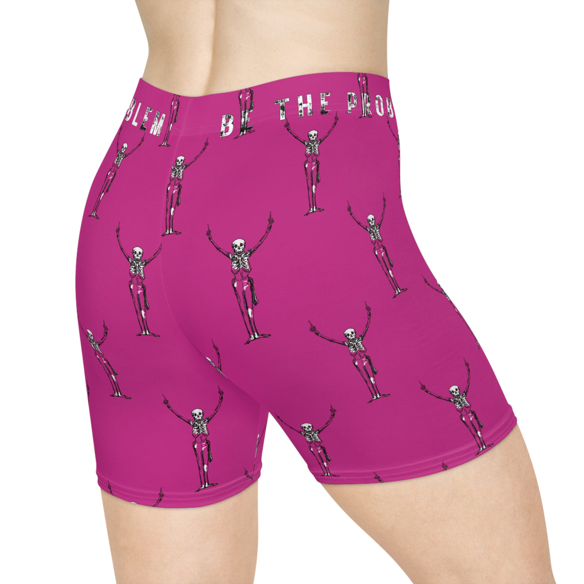 Skulls Up Women's Pink Biker Shorts
