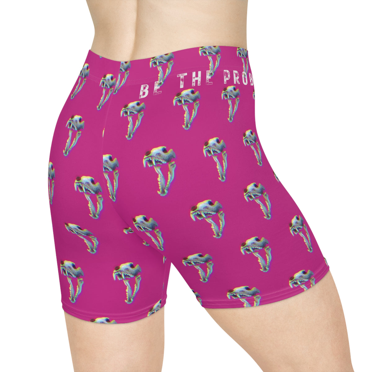 Bone Glitch Women's Biker Shorts The Woodie Pink Special
