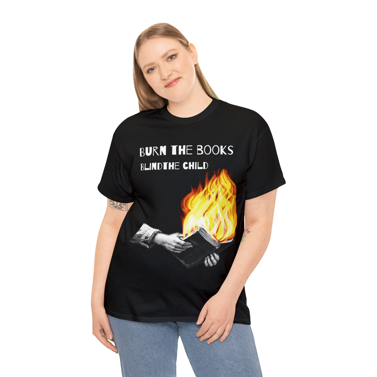 Burn the Books Blind the Child Black Tee
