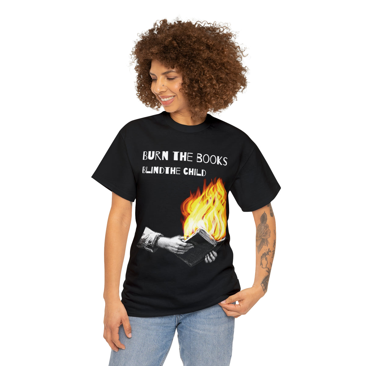 Burn the Books Blind the Child Black Tee