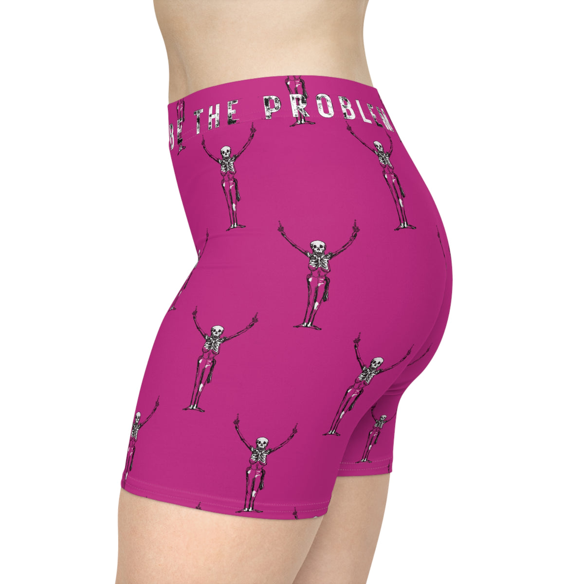 Skulls Up Women's Pink Biker Shorts