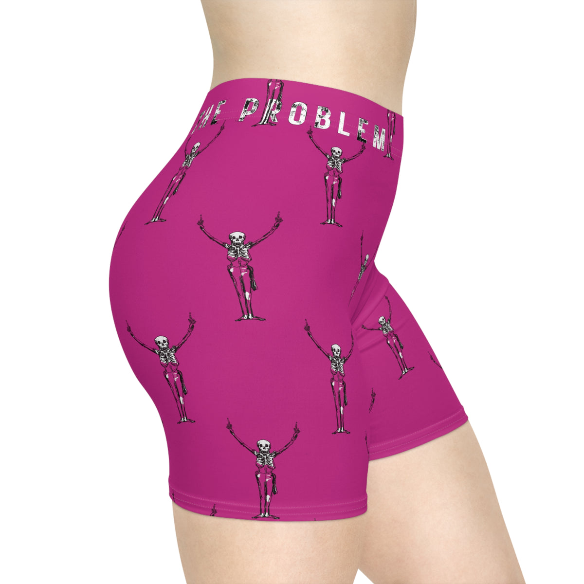Skulls Up Women's Pink Biker Shorts
