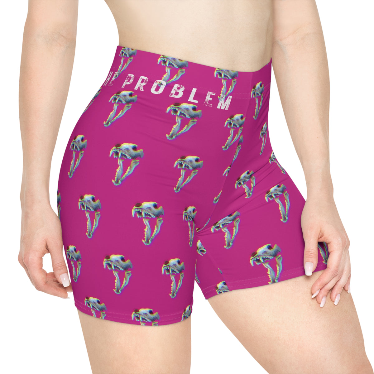 Bone Glitch Women's Biker Shorts The Woodie Pink Special