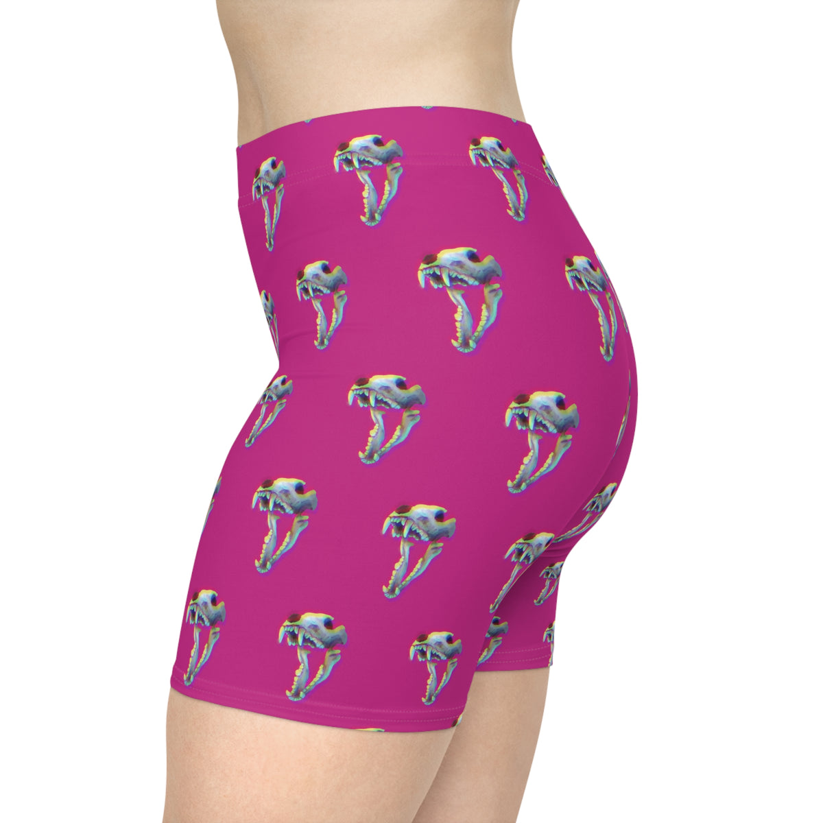 Bone Glitch Women's Biker Shorts The Woodie Pink Special